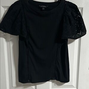 Banana Republic Black Eyelet Puff Sleeve Blouse